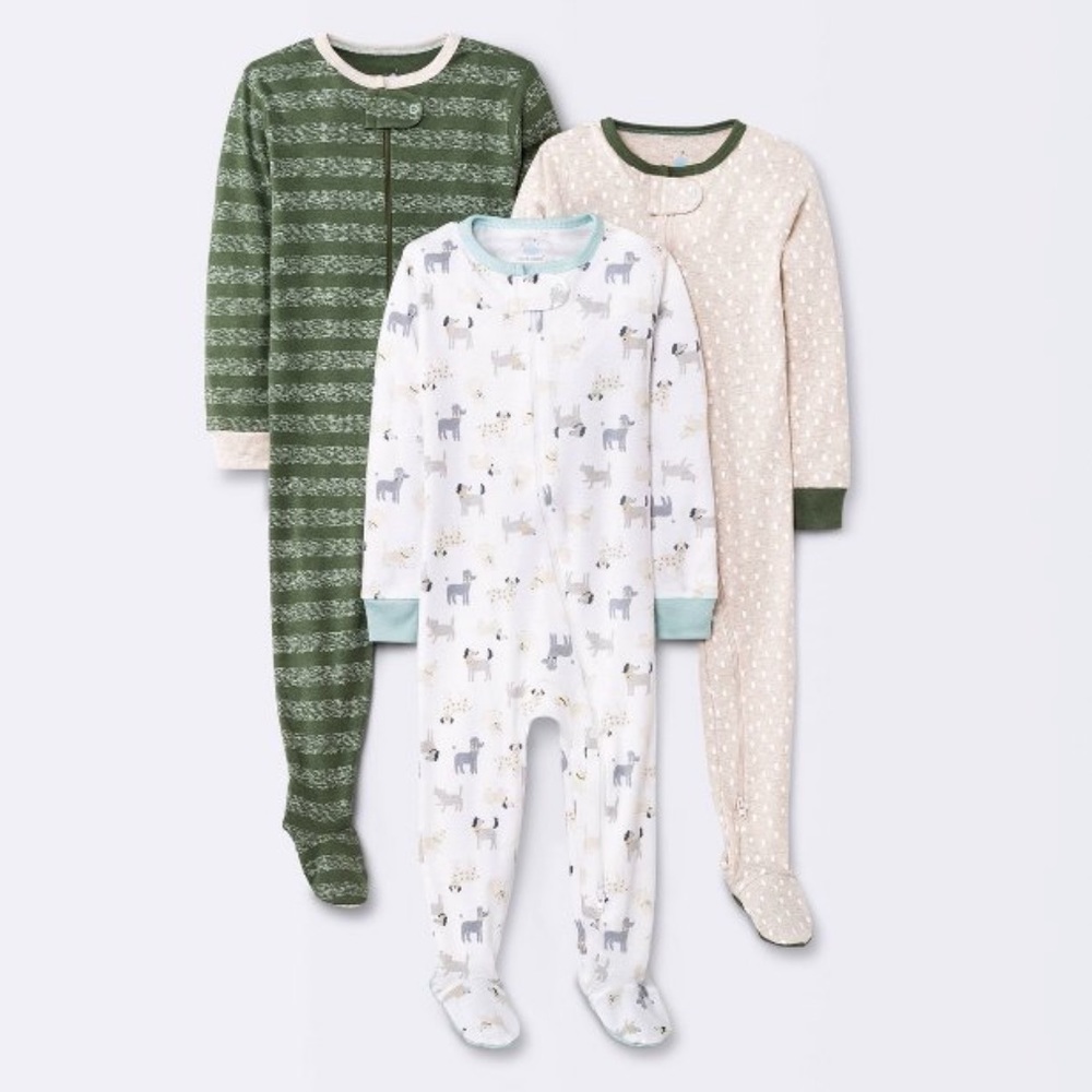 Baby Boys 3pk puppies tight fit Sleep N Play Cloud Island beige 24M new
